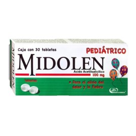 ACIDO ACETILSALICILICO PEDIATRICO 100MG CAJA CON 30 TABLETAS- MIDOLEN