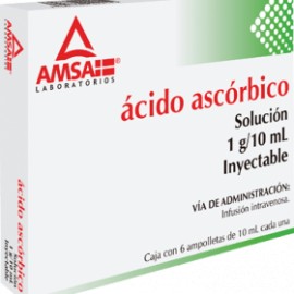 ÁCIDO ASCÓRBICO SOLUCIÓN 1G/10ML  CAJA CON 6 AMPOLLETAS – AMSA