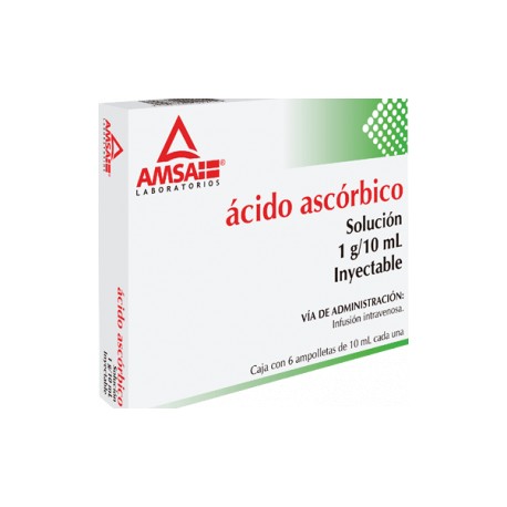 ÁCIDO ASCÓRBICO SOLUCIÓN 1G/10ML  CAJA CON 6 AMPOLLETAS – AMSA