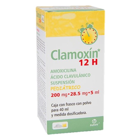 AMOXICILINA, ACIDO CLAVULANICO PEDIATRICO 200MG/28.5MG/40ML- CLAMOXÍN