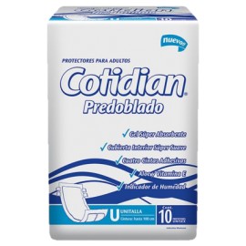 PAÑAL PREDOBLADO PARA ADULTO, PAQ. CON 10 PZAS. COTIDIAN