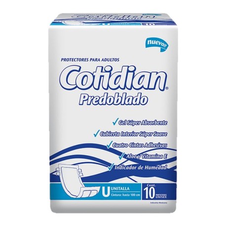 PAÑAL PREDOBLADO PARA ADULTO, PAQ. CON 10 PZAS. COTIDIAN